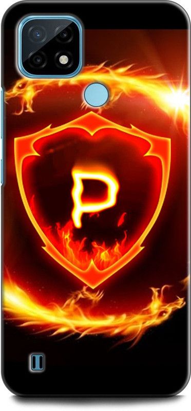 INDICRAFT Back Cover for Realme C21Y, RMX3261 P, P LETTER, FIRE, P NAME, P ALPHABET  (Multicolor, Dual Protection, Pack of: 1)