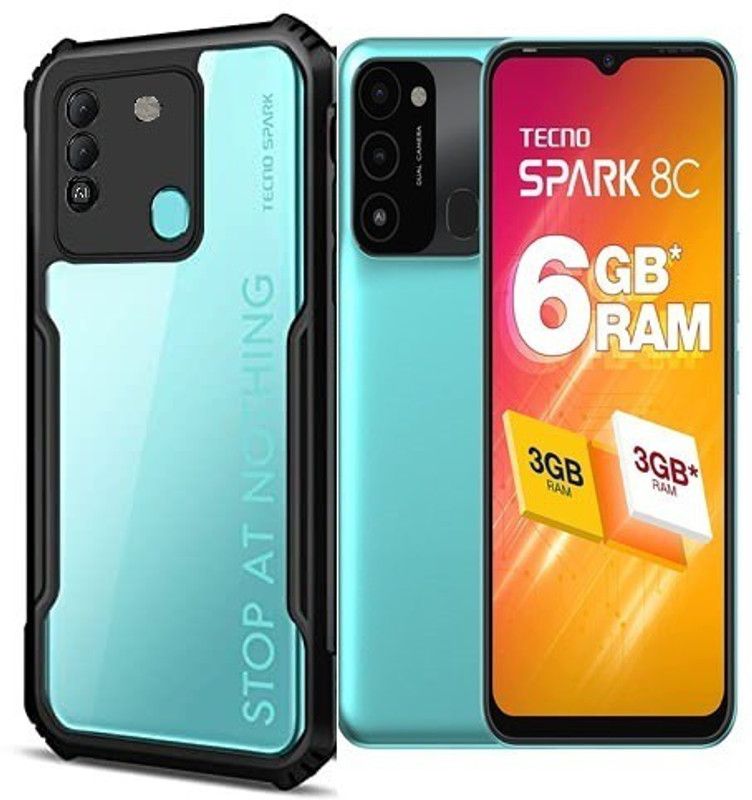 S-Hardline Back Cover for Tecno Spark 8c, Soft Bumper Anti Scratch  (Transparent)