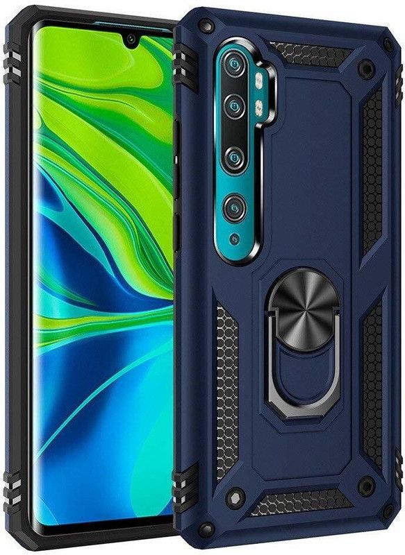 Dr. Vaku Back Cover for Redmi Note 10 Pro Magnetic Holder Ring Tough Armor Kickstand Hybrid Case  (Blue, Shock Proof)