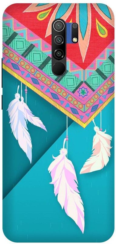 DIKRO Back Cover for POCO M2, MZB9921IN, FEATHER, LEAF, ABSTRACT, ART  (Blue, Hard Case, Pack of: 1)