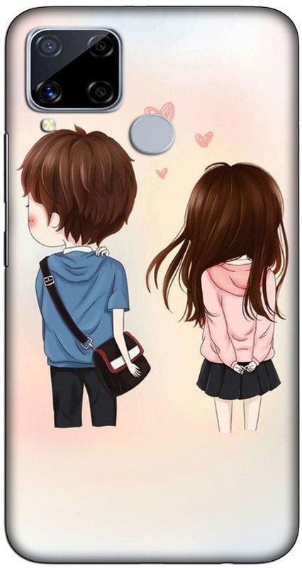 CROKIAN Back Cover for Realme C15 Cute couple Back Cover  (Multicolor, Hard Case, Pack of: 1)