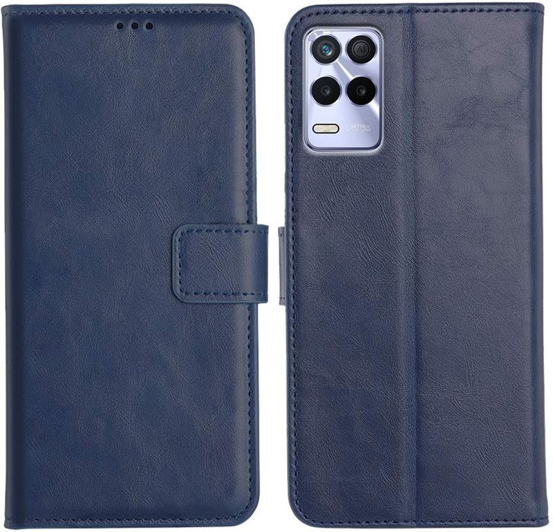 Genron Flip Cover for Realme 8s 5G  (Blue, Dual Protection)
