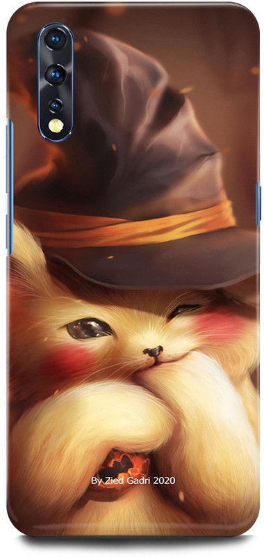 JUGGA Back Cover for vivo Z1x, 1917, CAT, CUTE, CAT, LOVELY, CAT, MEOW  (Yellow, Hard Case, Pack of: 1)