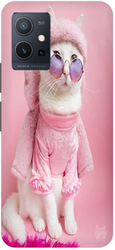 THE NARAYANA COLLECTIONS Back Cover for VIVO T1 5G-V2141-CAT,BILLI,STYLISH,CUTE,ANIMAL  (Multicolor, Hard Case, Pack of: 1)