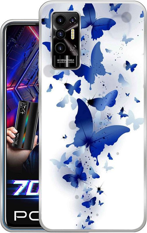 Vascase Back Cover for Tecno Pova 2  (Blue, White, Dual Protection, Silicon, Pack of: 1)