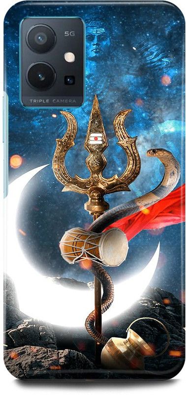 FIKORA Back Cover for Realme 9i, RMX3491, TRISHOOL, DAMRU, SHIV, SHIVJI, MAHADEV, MAHAKAL  (Blue, Hard Case, Pack of: 1)