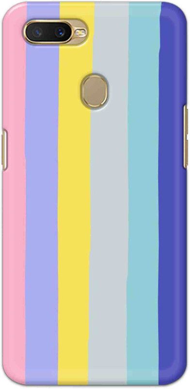 NDCOM Back Cover for OPPO A7 Color Stripe Pattern Printed  (Multicolor, Hard Case, Pack of: 1)