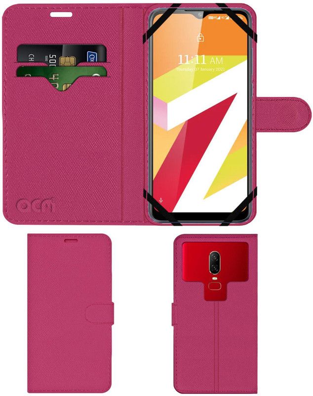 ACM Flip Cover for Lava Z2s  (Pink, Cases with Holder, Pack of: 1)