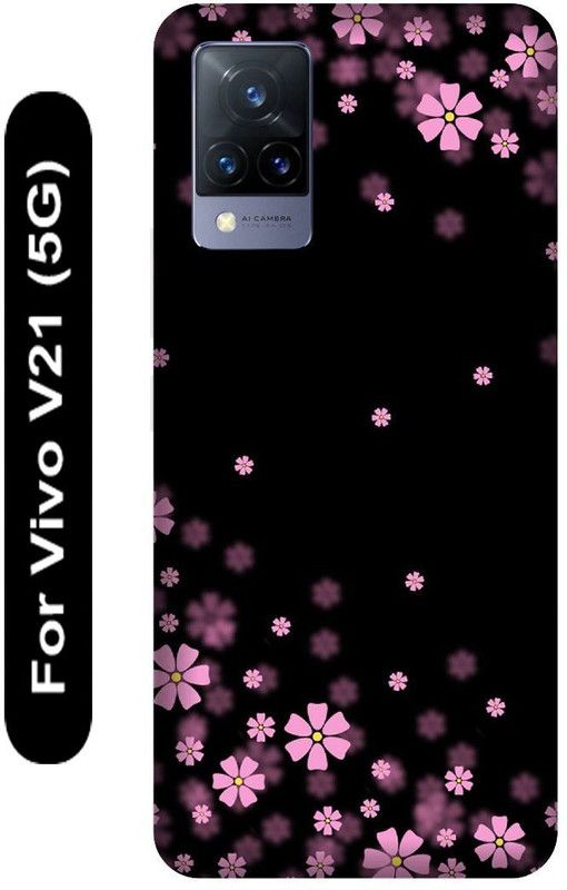 SSMORYA Back Cover for Vivo V21 5G, Pink Flower Printed  (Multicolor, Hard Case, Pack of: 1)