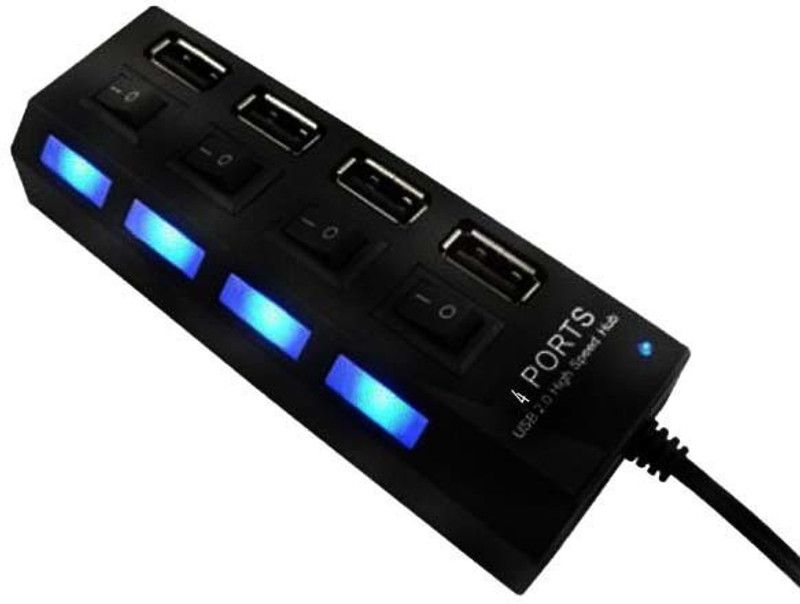 ANY KART Portable Faster Charger 4 Port usb Adaptor with ON/OFF Switch Portable Faster Charger 4 Port usb Adaptor with ON/OFF Switch USB Hub  (Black)