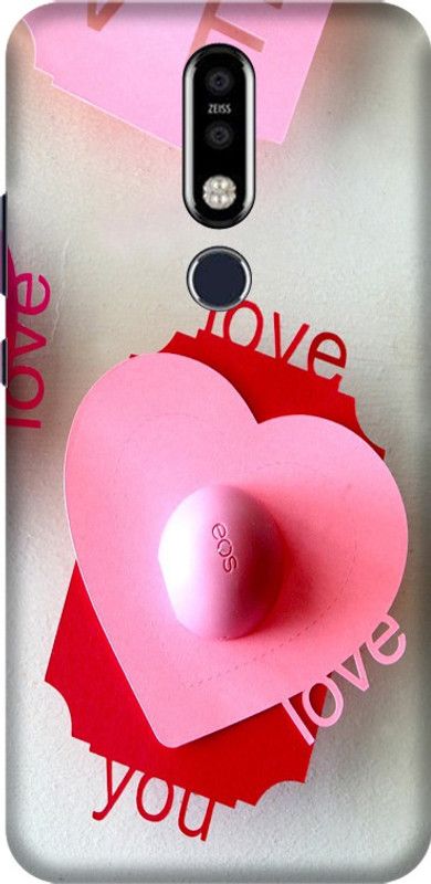 PNBEE Back Cover for Nokia 8.1 Plus- Pink Heart Print Mobile Case Cover  (Multicolor, Hard Case, Pack of: 1)