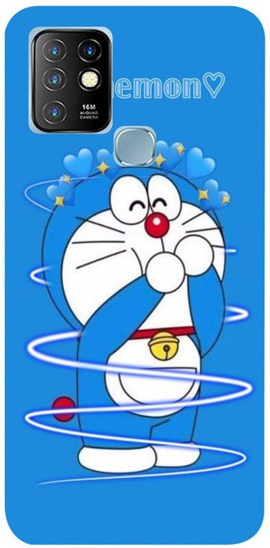 Skyhawk Back Cover for Infinix Hot 10 Doraemon And Blue Heart  (Multicolor, Waterproof, Silicon, Pack of: 1)