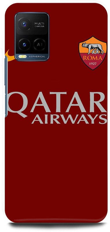 FIKORA Back Cover for Vivo Y21, V2149, QATAR, AIRWAYS, JERSY, SYMBOL, BARCELONA  (Red, Hard Case, Pack of: 1)