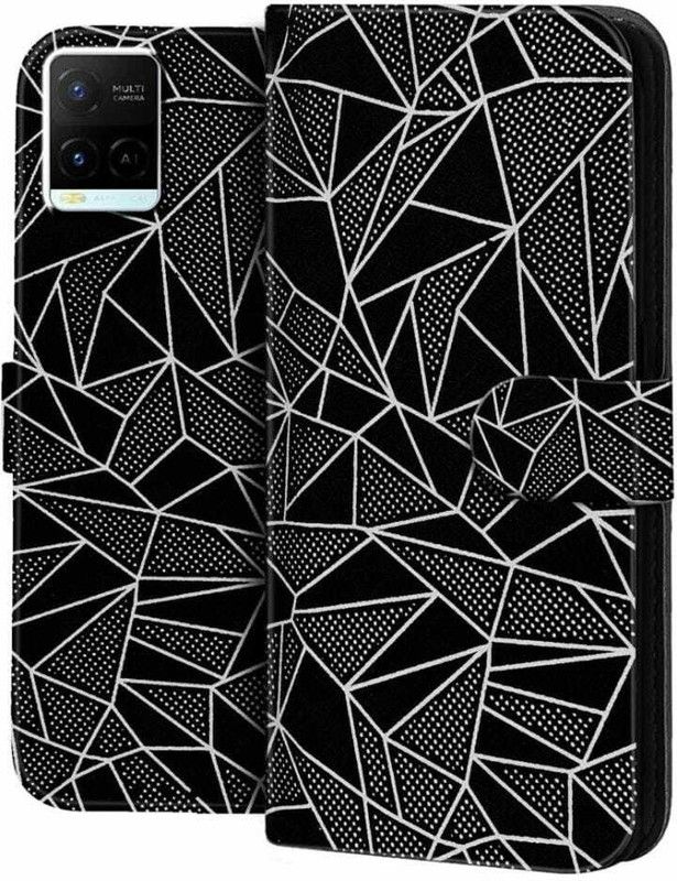 Amoha Flip Cover for vivo Y21 2021  (Silver, Black, Magnetic Case, Pack of: 1)