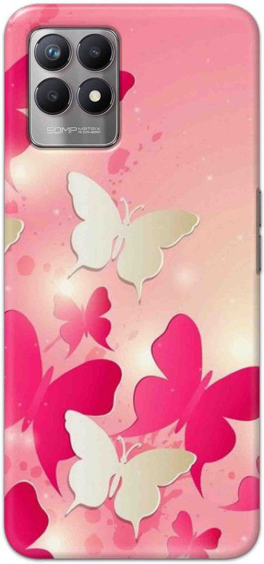 NDCOM Back Cover for Realme Narzo 50 4G Pink Butterfly Printed  (Multicolor, Hard Case, Pack of: 1)