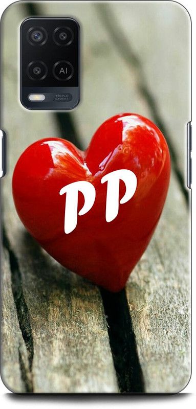 INDICRAFT Back Cover for OPPO A54, CPH2239 P P, P LOVES P, P NAME, LETTER, ALPHABET, PP LOVE, HART, BLUE  (Multicolor, Dual Protection, Pack of: 1)