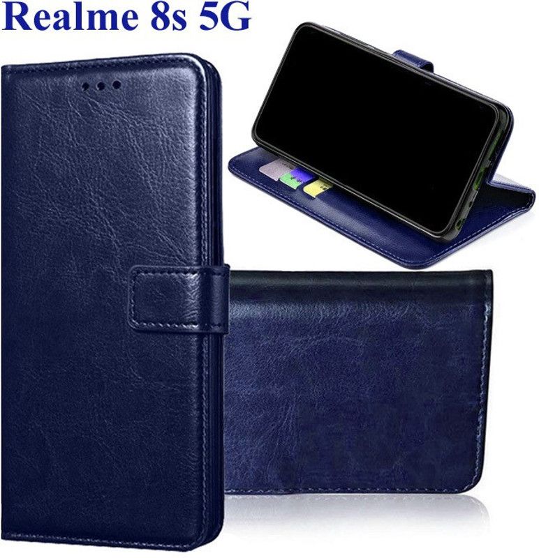 Manobal Flip Cover for Realme 8 5G, Realme 8s 5G, Realme 9 5G, Realme Narzo 30 5G  (Blue, Camera Bump Protector, Pack of: 1)