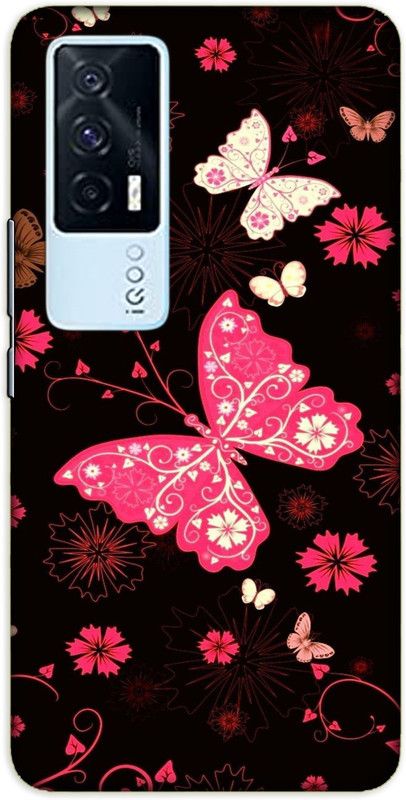 iprinto Back Cover for iQOO 7, iQOO 7 5G butterfly Back Cover  (Red, Hard Case, Pack of: 1)