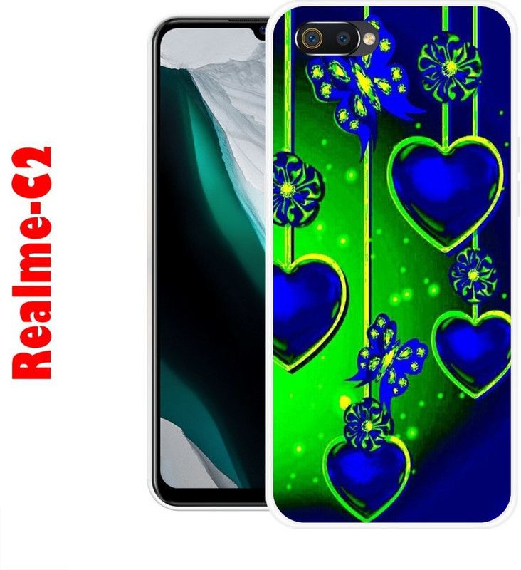 CellWorld Back Cover for Realme C2  (Blue, Green, Silicon)