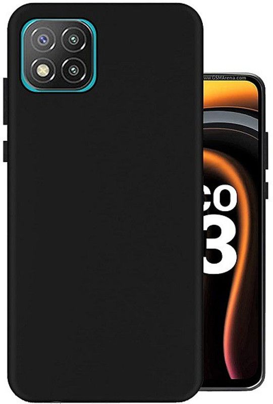 Power Back Cover for Poco C3  (Black, Flexible, Pack of: 1)