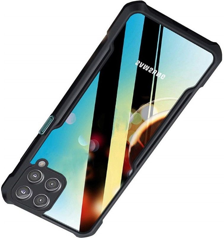 Phone Back Cover Back Cover for Samsung M32, Galaxy M32  (Black, Transparent, Grip Case)
