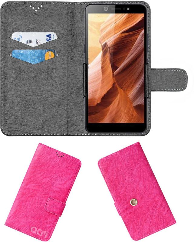 ACM Flip Cover for Itel A44 Pro  (Pink, Cases with Holder, Pack of: 1)