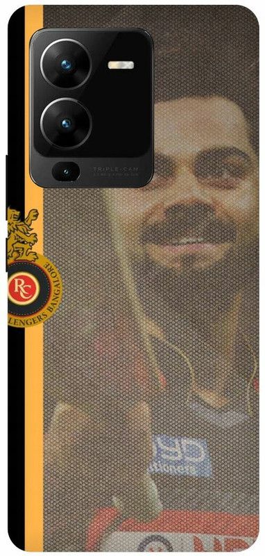 PICHKU Back Cover for VIVO V25 PRO- V2158-VIRAT,KOHLI,INDIAN,PLAYER,CRICKETER,RCB,JERSEY,18,IPL,CRICKET,SPORTS  (Orange, Hard Case, Pack of: 1)