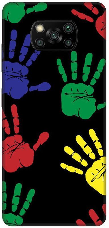 URCHIN Back Cover for Poco X3 hands, colour, holi, colourfull, dark, black  (Multicolor, Shock Proof, Pack of: 1)