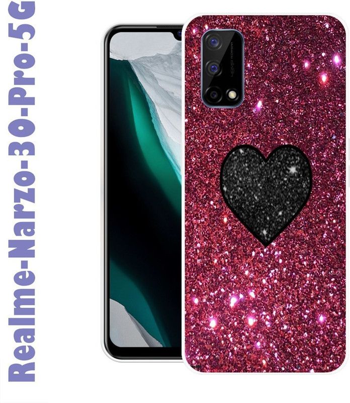 CellWorld Back Cover for Realme Narzo 30 Pro 5G  (Pink, Black, Silicon)