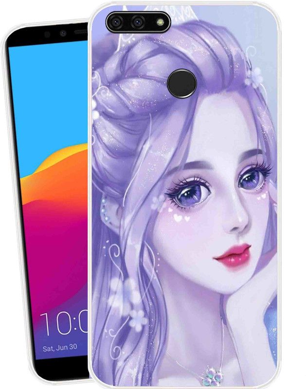 Mkprint Back Cover for Honor 7A  (White, Purple, Silicon)