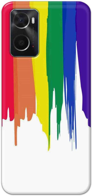 NDCOM Back Cover for Oppo A76 Rainbow Colors On White Printed  (Multicolor, Hard Case, Pack of: 1)