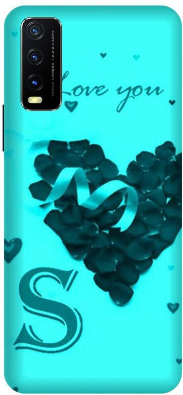 3D U PRINT Back Cover for VIVO Y20,V2029 S letter,S name S word  (Blue, Waterproof, Pack of: 1)