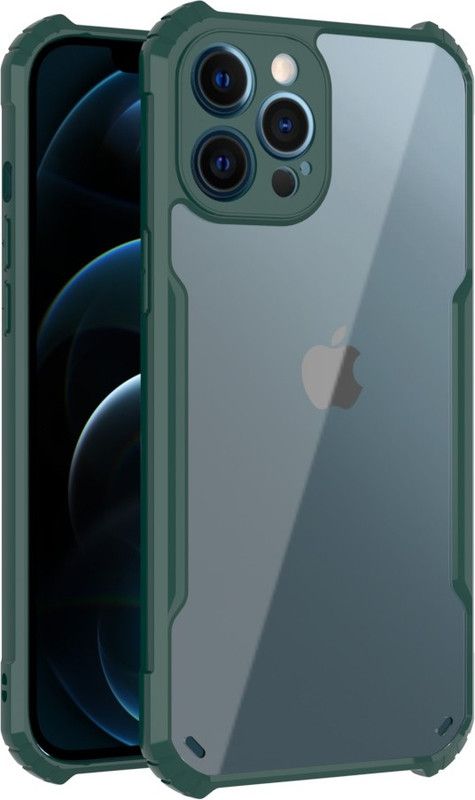 KartV Back Cover for Apple Iphone 12 Pro Max, Iphone 12 Pro Max  (Green, Transparent, Camera Bump Protector)