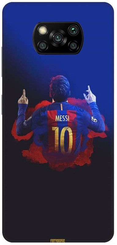 UMPRINT Back Cover for Poco X3/MZB9965IN Messi Messi10 Football Printed Back Cover  (Multicolor, Hard Case, Pack of: 1)