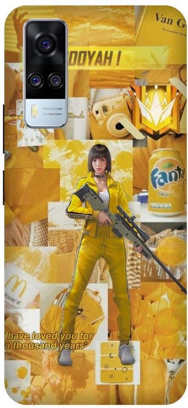 3D U PRINT Back Cover for VIVO Y31 ,V2036, Free Fire Game,dj alok Printed back cover  (Yellow, Waterproof, Pack of: 1)