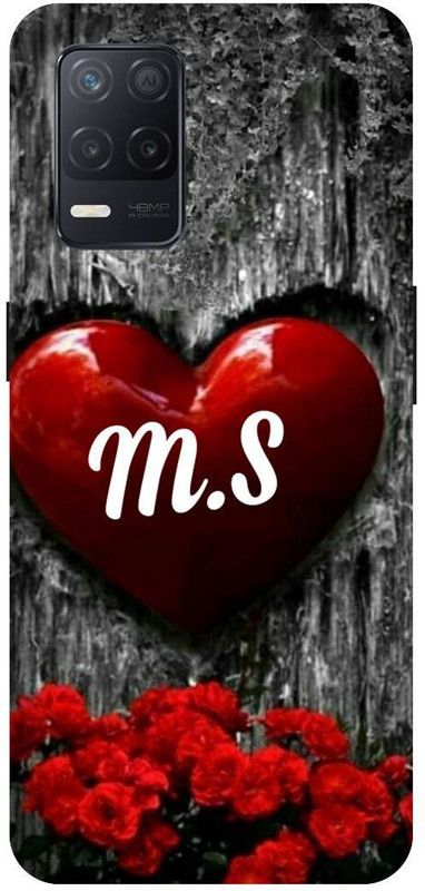 PHONE WALEY.COM Back Cover for Realme Narzo 30 (5G) , RMX3242 ,MS, M LOVES, MS NAME, MS Love Printed  (Red, Hard Case, Pack of: 1)