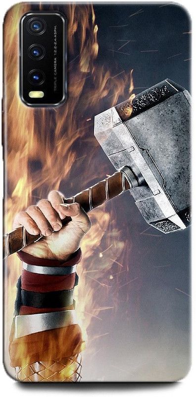 INDICRAFT Back Cover for Vivo Y12G, V2068 THOR, HAMMER, AVENGER, MARVEL, SUPERHERO, COMIC  (Multicolor, Dual Protection, Pack of: 1)