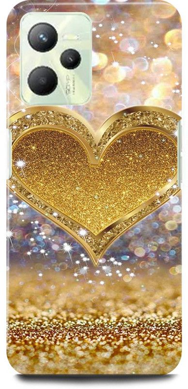 play fast Back Cover for Realme C35, RMX3511 GOLDEN, SPARKLE, HEART, DIL  (Gold, Hard Case, Pack of: 1)