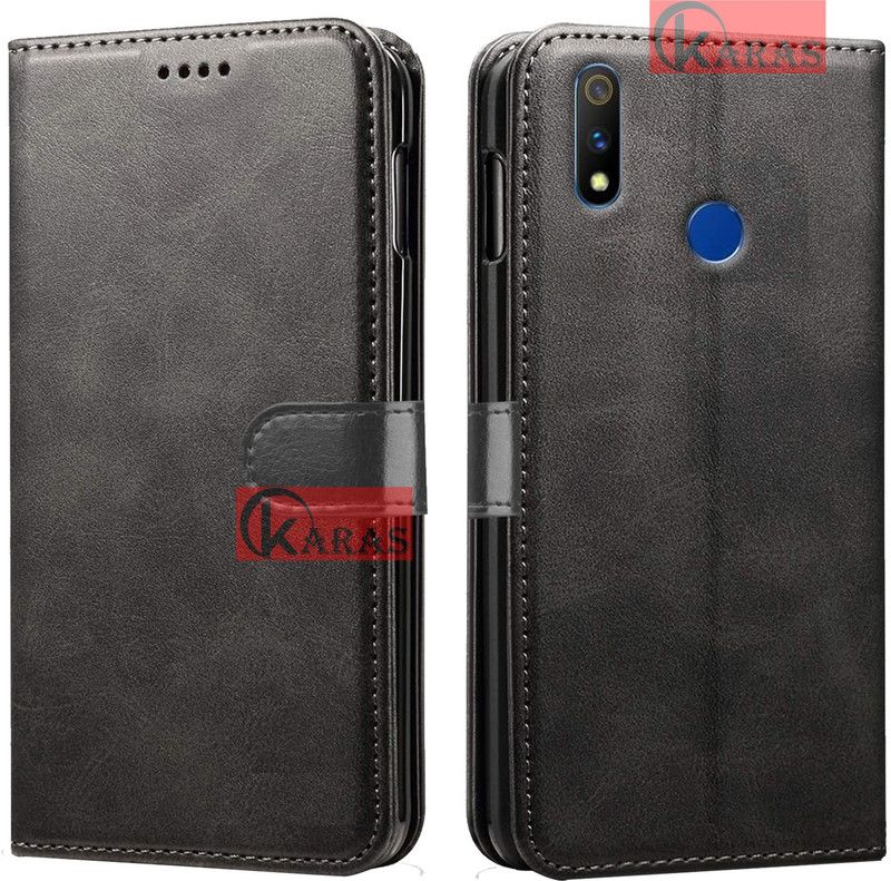 KARAS Flip Cover for Realme 3i  (Black, Dual Protection, Pack of: 1)