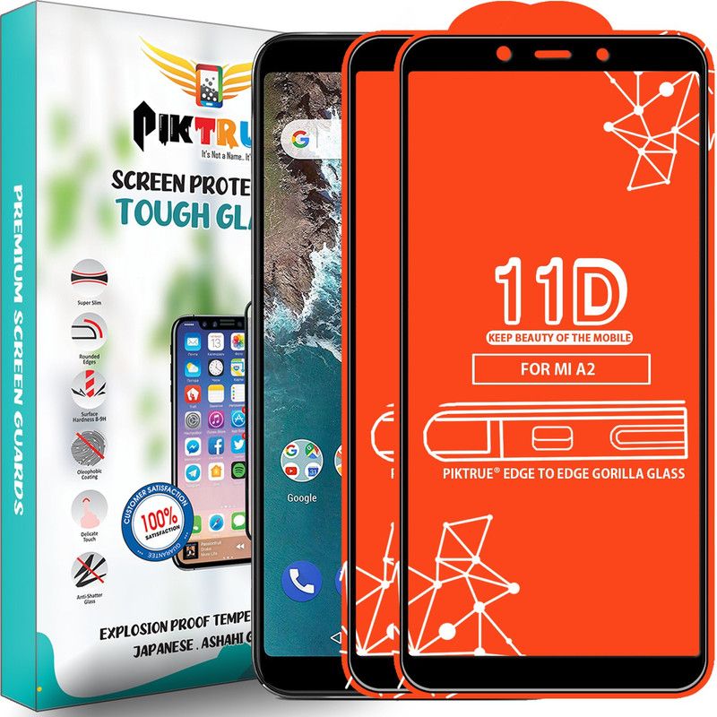 PikTrue Edge To Edge Tempered Glass for Mi A2  (Pack of 2)