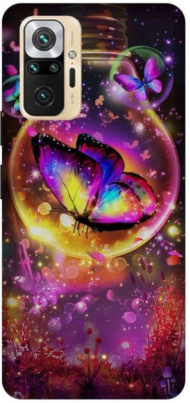 GRAFIQE Back Cover for REDMI Note 10 Pro M2101K6P BUTTERFLY, BULB, BLUE BURRERFLY, GLITTER  (Multicolor, Shock Proof, Pack of: 1)