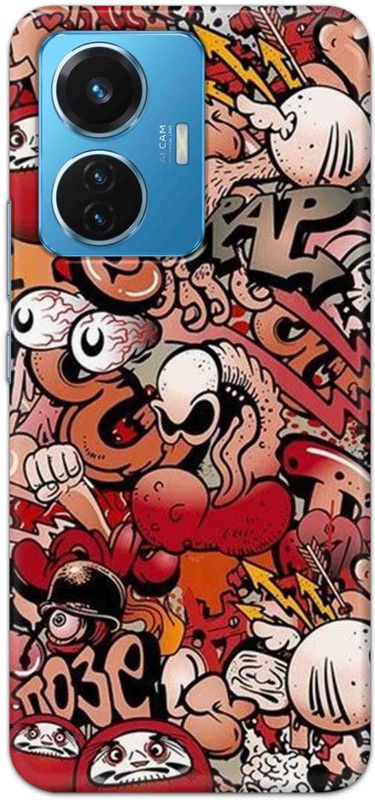 NDCOM Back Cover for iQOO Z6 44W Graffiti Cartoon Printed  (Multicolor, Hard Case, Pack of: 1)