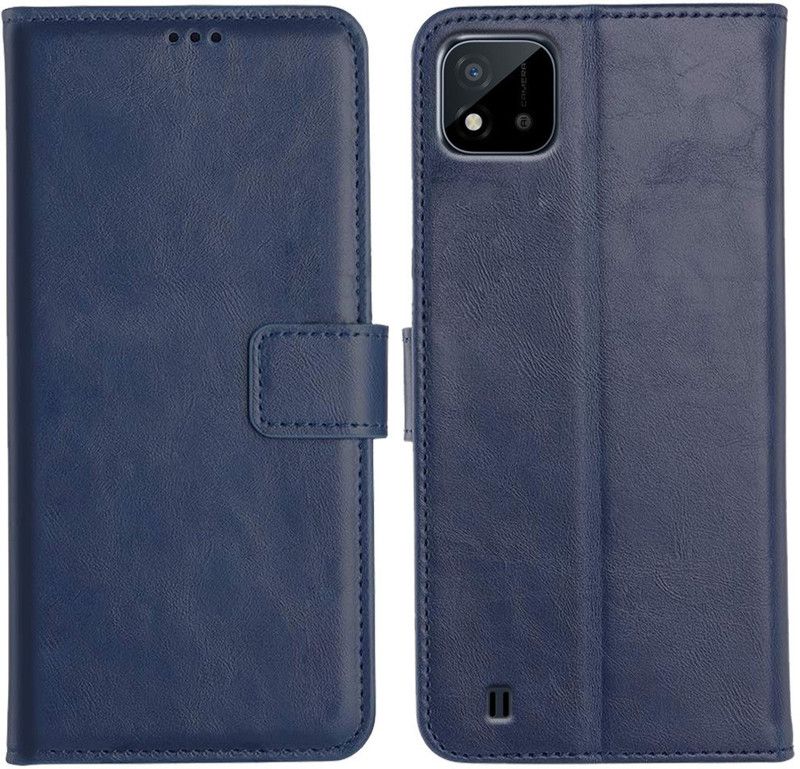 Genron Flip Cover for Realme C11 2021  (Blue, Dual Protection)