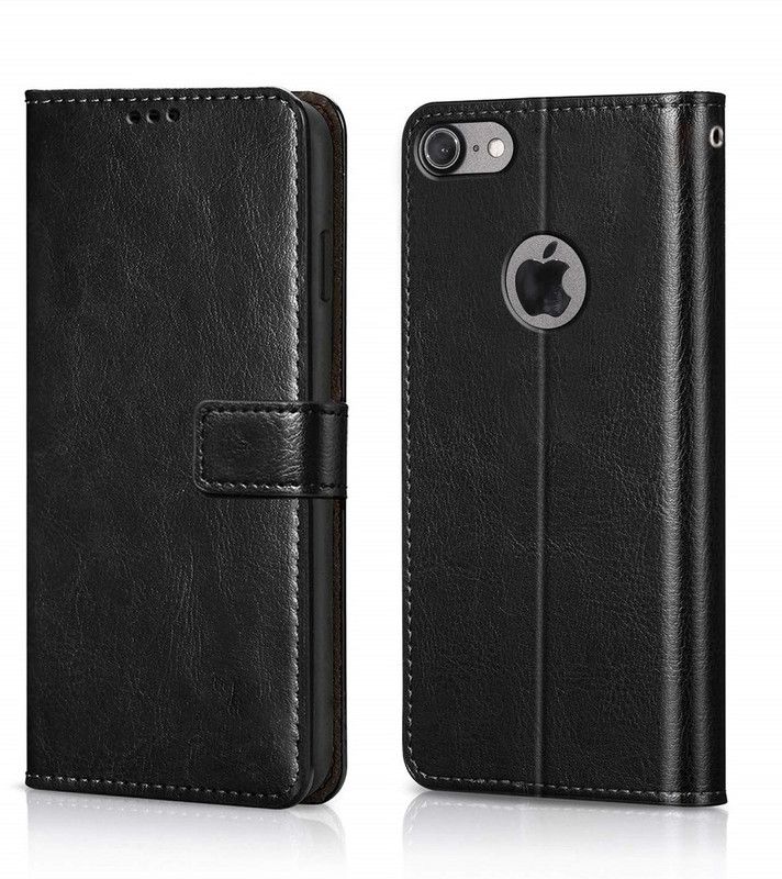 COVERNEW Flip Cover for iPhone 8G  (Black, Magnetic Case, Pack of: 1)