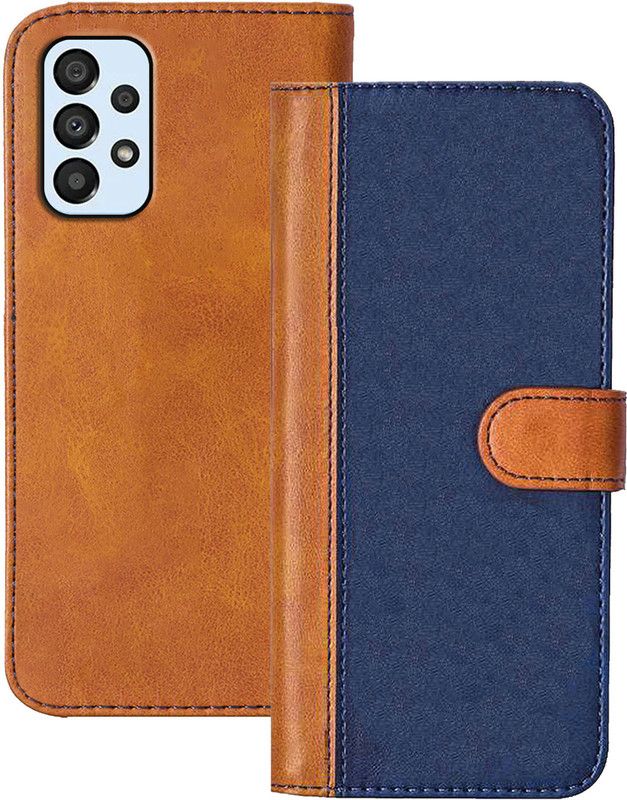 Flipkart SmartBuy Flip Cover for Samsung Galaxy A33  (Blue, Brown, Dual Protection, Pack of: 1)