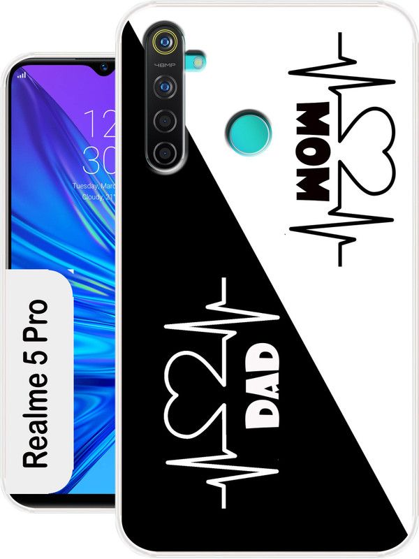 Discount Master Back Cover for Realme 5 Pro  (Black, White, Dual Protection, Silicon, Pack of: 1)