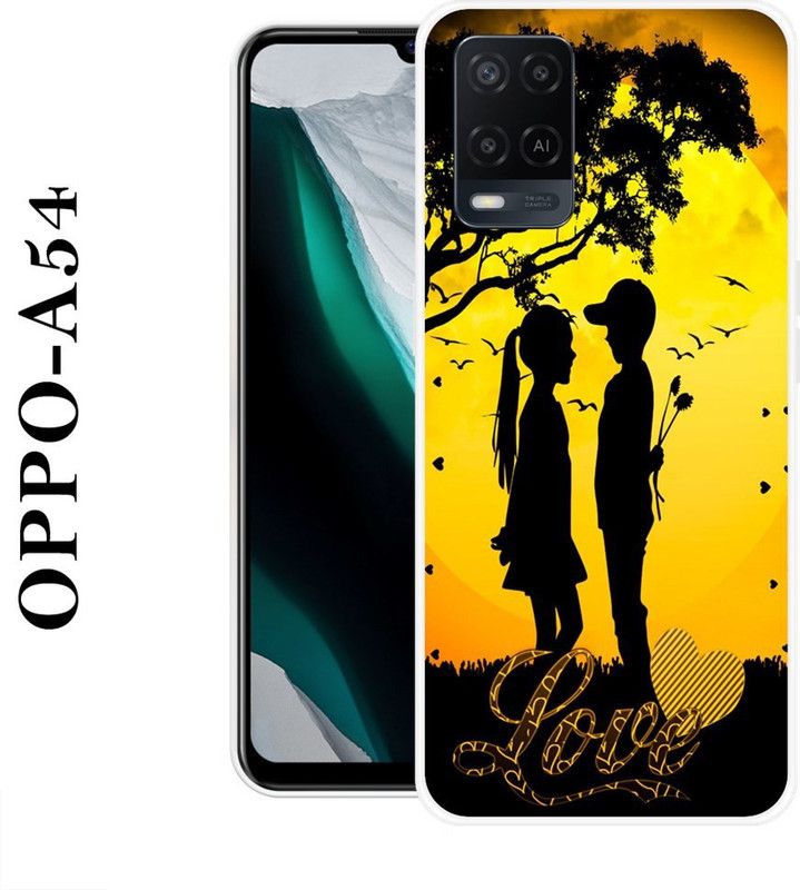 KUDI Back Cover for Oppo A54  (Yellow, Black, Silicon)
