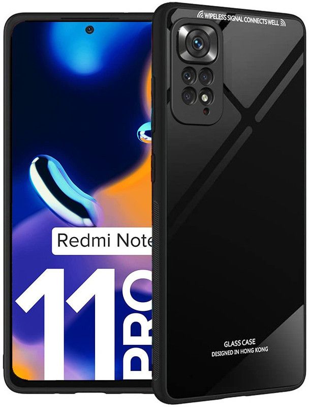 Zybux Back Cover for Redmi Note 11 Pro 4G Glass Back Case, Luxurious Mobile Glass Redmi Note 11 Pro 4G  (Black, Rugged Armor)