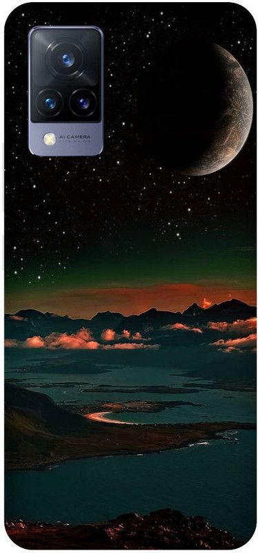 Bluvver Back Cover for Vivo V21 5G, V2050, Printed Moon Back Cover  (Multicolor, Hard Case, Pack of: 1)