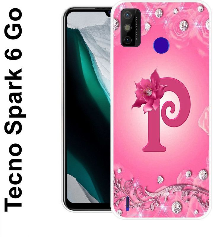INDIALAND Back Cover for Tecno Spark 6 Go, Tecno Spark Go 2021  (Pink, Silver, Grip Case, Silicon)